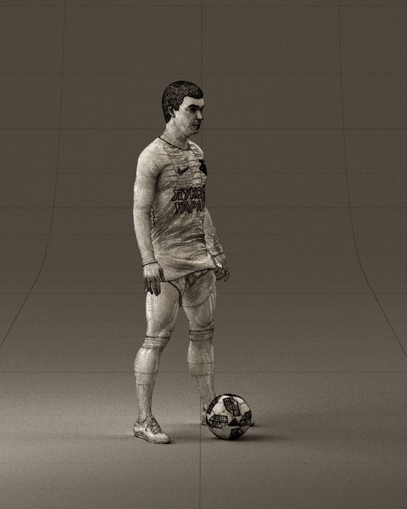001053 soccerplayer red white uniform and ball 3D Print Ready 3D print model_27
