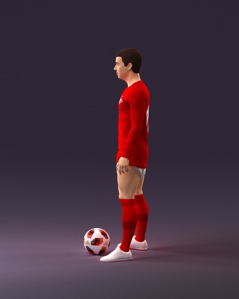 001053 soccerplayer red white uniform and ball 3D Print Ready 3D print model_20