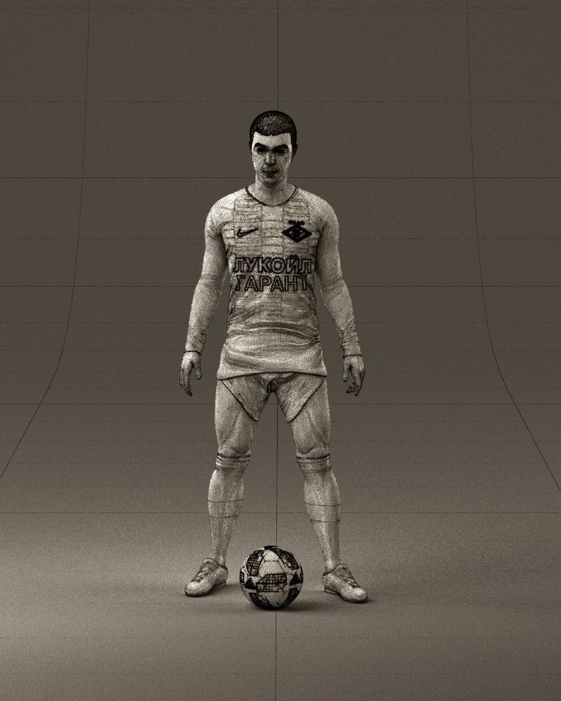 001053 soccerplayer red white uniform and ball 3D Print Ready 3D print model_24