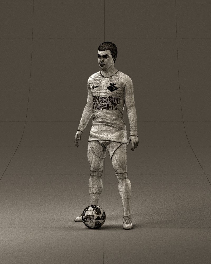 001053 soccerplayer red white uniform and ball 3D Print Ready 3D print model_34
