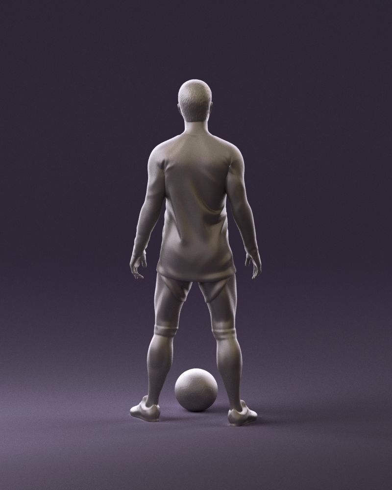 001053 soccerplayer red white uniform and ball 3D Print Ready 3D print model_6
