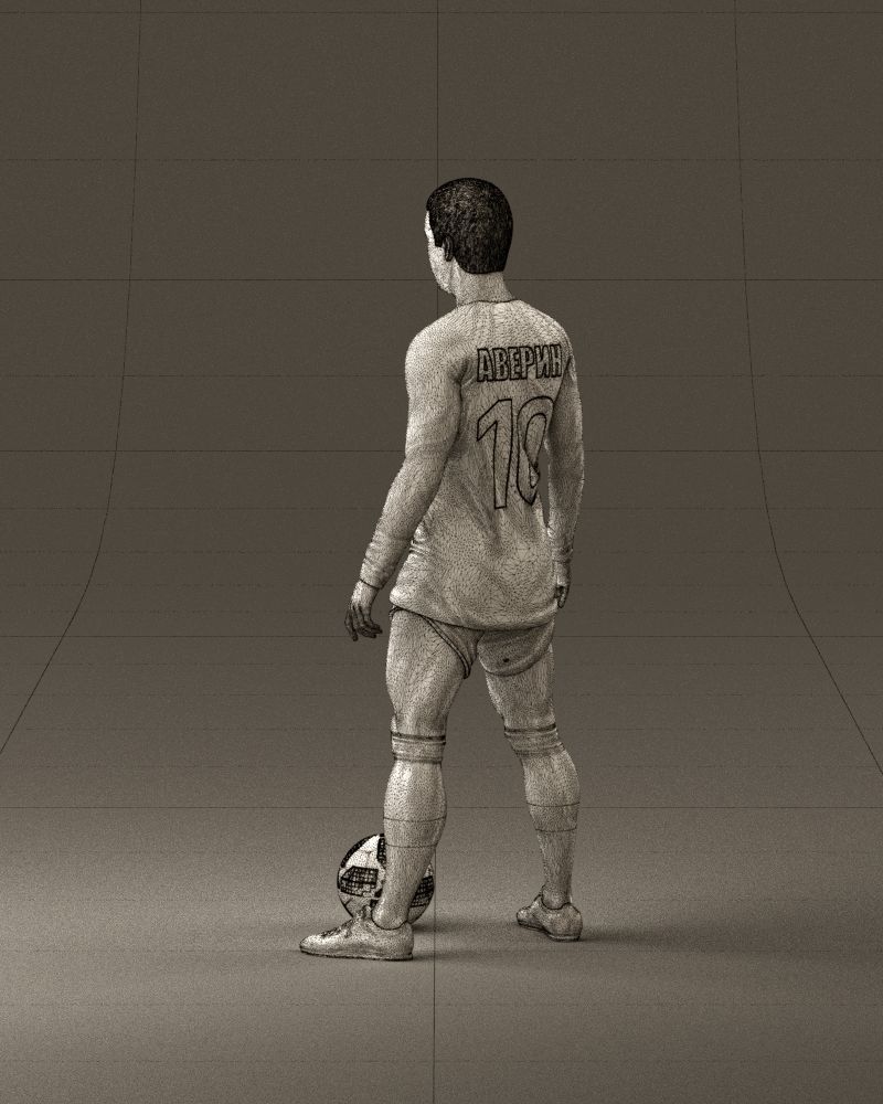 001053 soccerplayer red white uniform and ball 3D Print Ready 3D print model_31