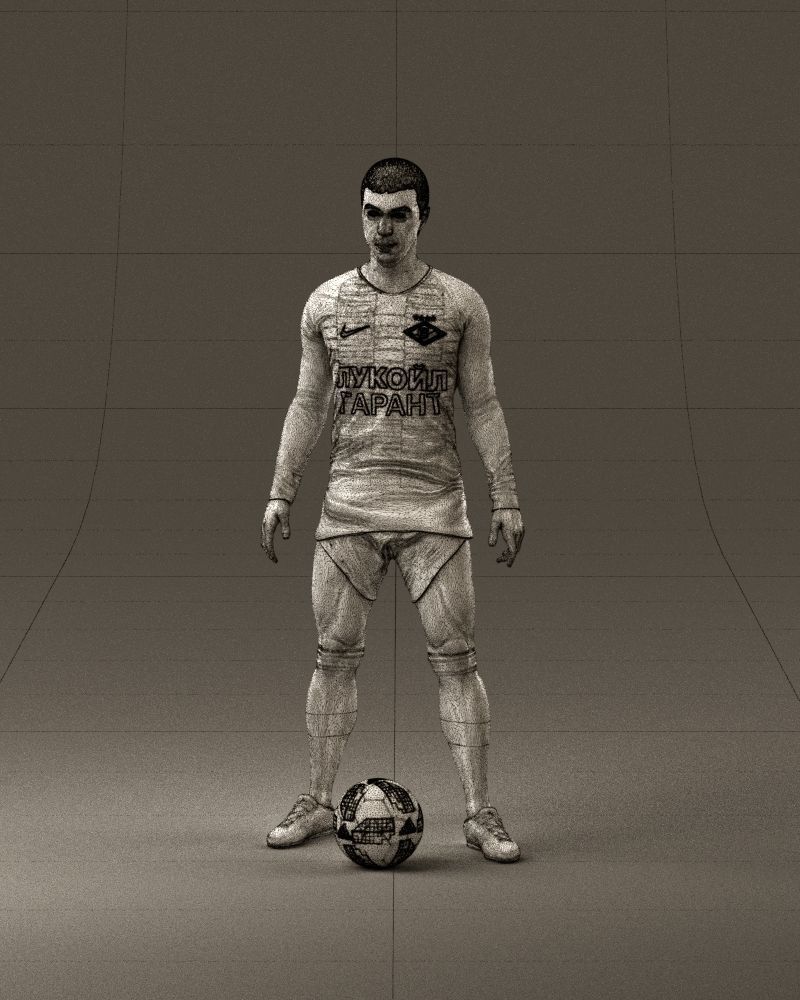 001053 soccerplayer red white uniform and ball 3D Print Ready 3D print model_35