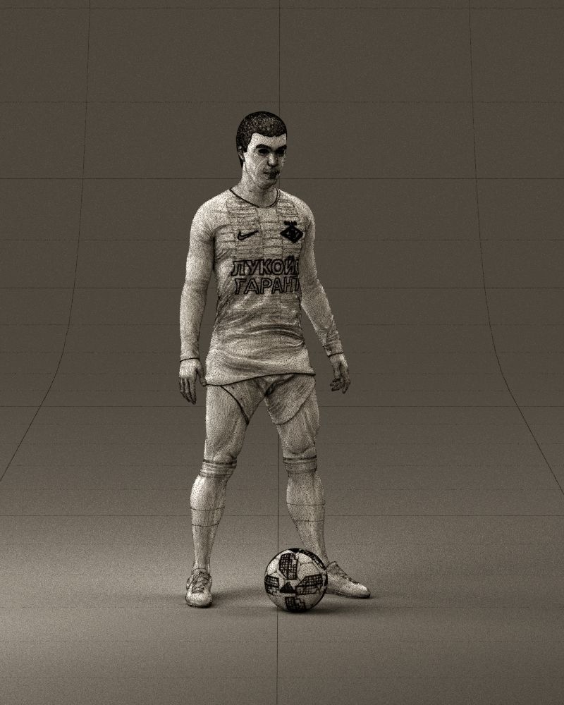 001053 soccerplayer red white uniform and ball 3D Print Ready 3D print model_26