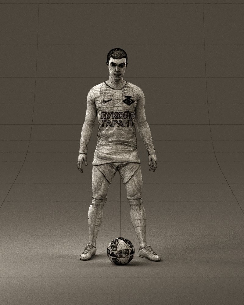 001053 soccerplayer red white uniform and ball 3D Print Ready 3D print model_25