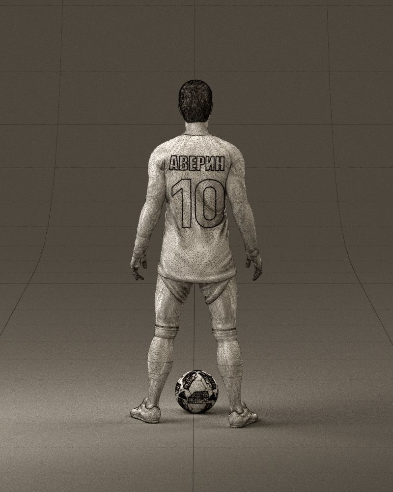 001053 soccerplayer red white uniform and ball 3D Print Ready 3D print model_30