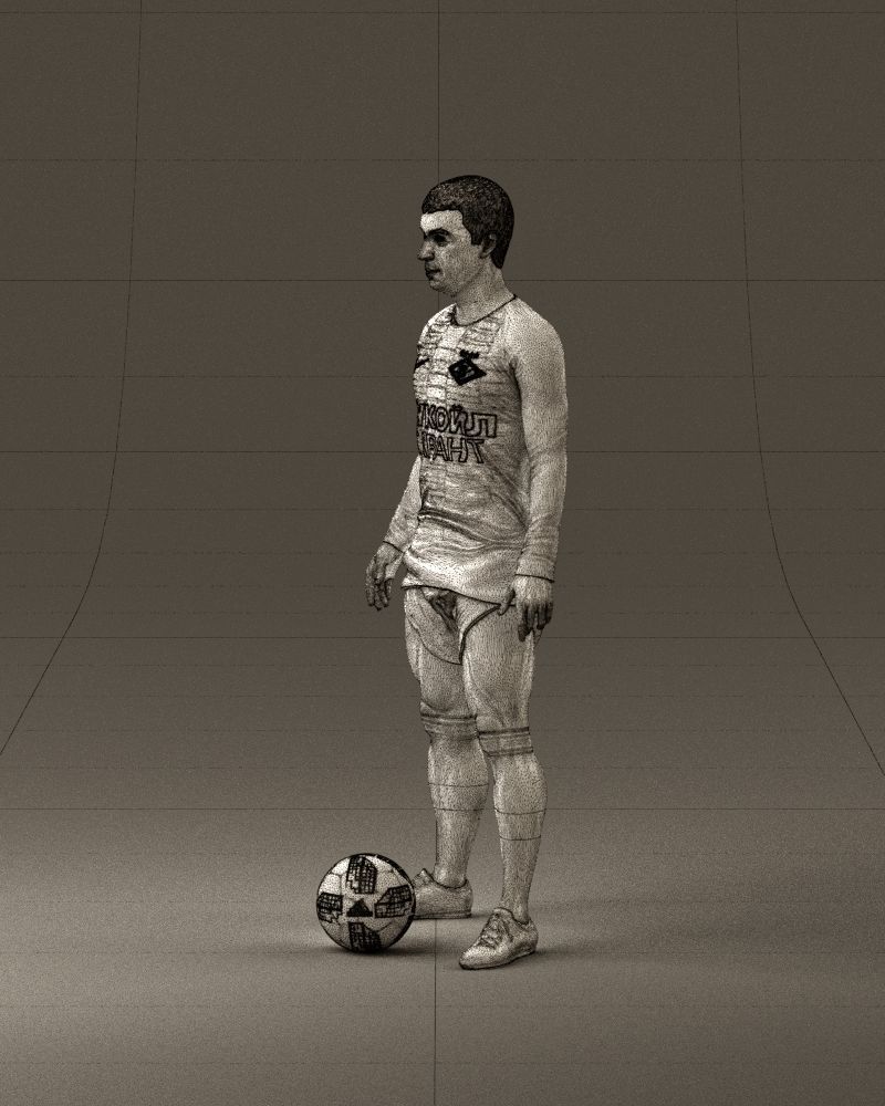 001053 soccerplayer red white uniform and ball 3D Print Ready 3D print model_33