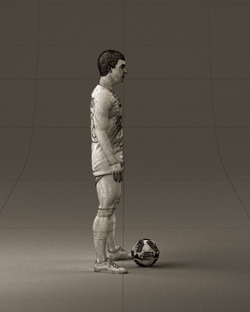 001053 soccerplayer red white uniform and ball 3D Print Ready 3D print model_28