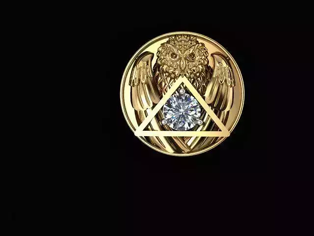 Illuminati All Seeing Eye Pyramid Owl  DIAMOND ring 3D print model