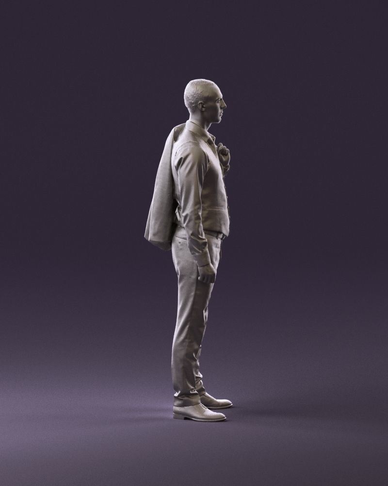 001055 man in gray three piece suit 3D Print Ready 3D print model_4