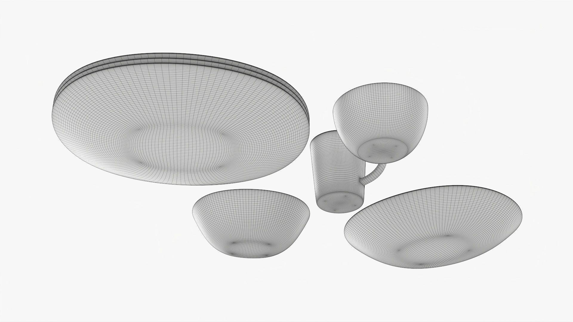 Dinnerware oval set 3D model_8
