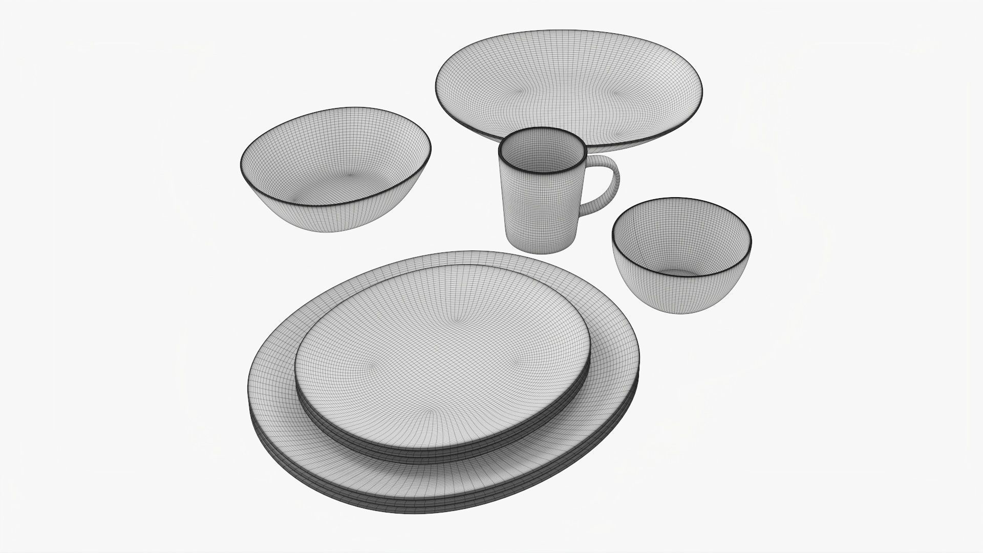Dinnerware oval set 3D model_6
