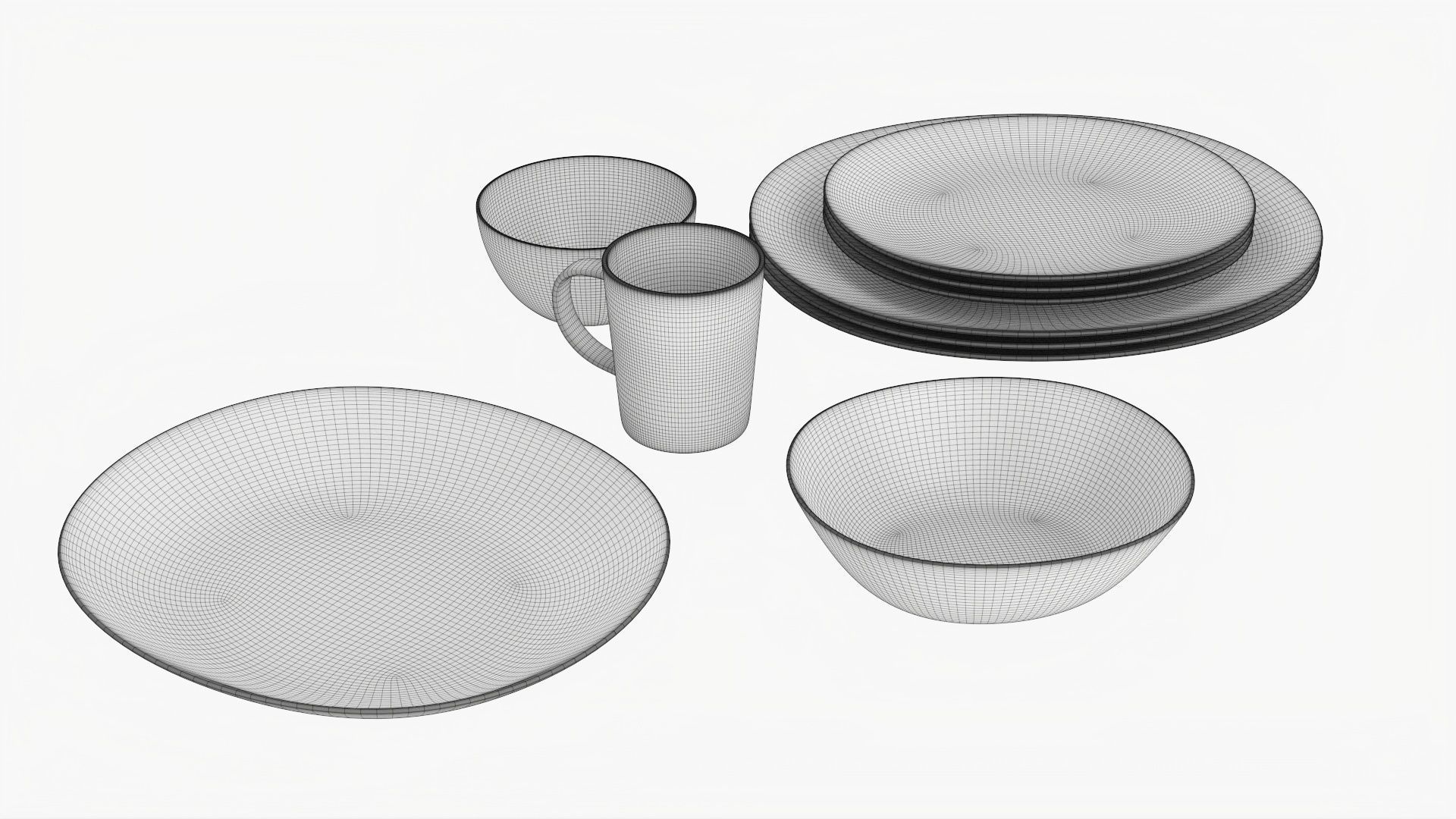 Dinnerware oval set 3D model_7