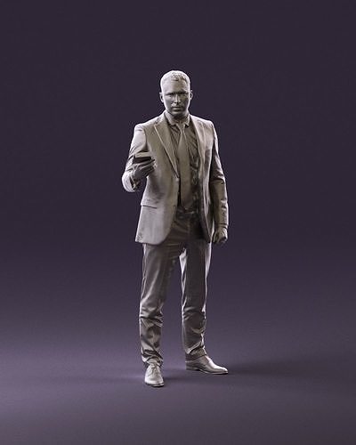001056 businessman in darkgray suit money in hand 3D Print Ready 3D print model