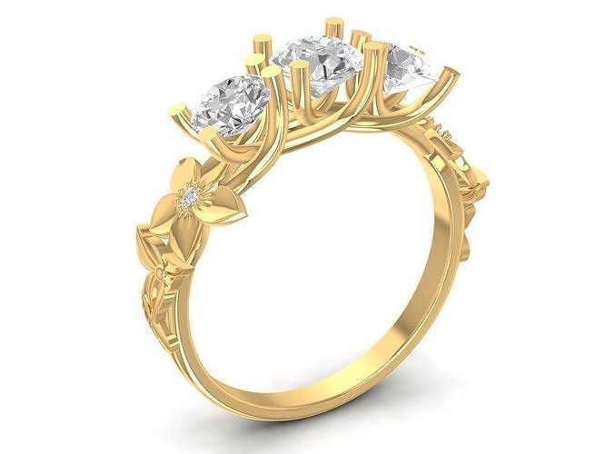 flower diamond ring 1541 3D print model