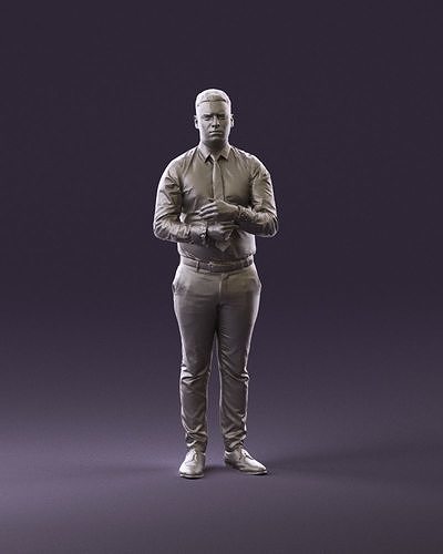 confused man in suit pants white tshirt 1069 3D Print Ready 3D print model