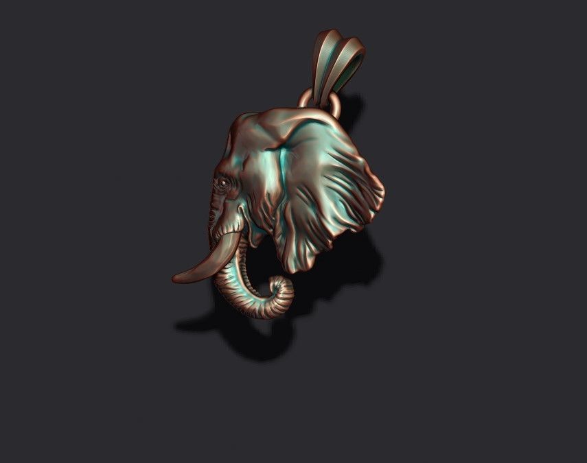 Elephant head pendant  3D print model_3