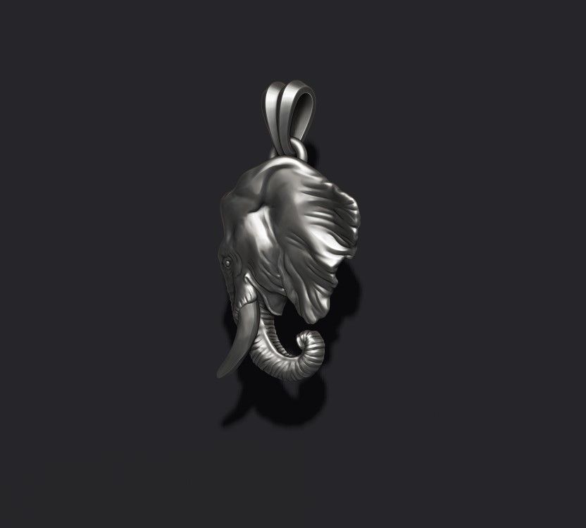 Elephant head pendant  3D print model_5