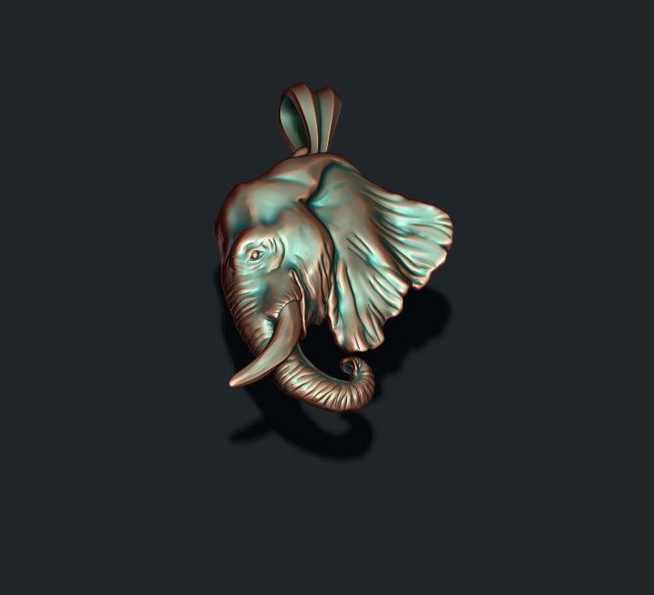 Elephant head pendant  3D print model_2