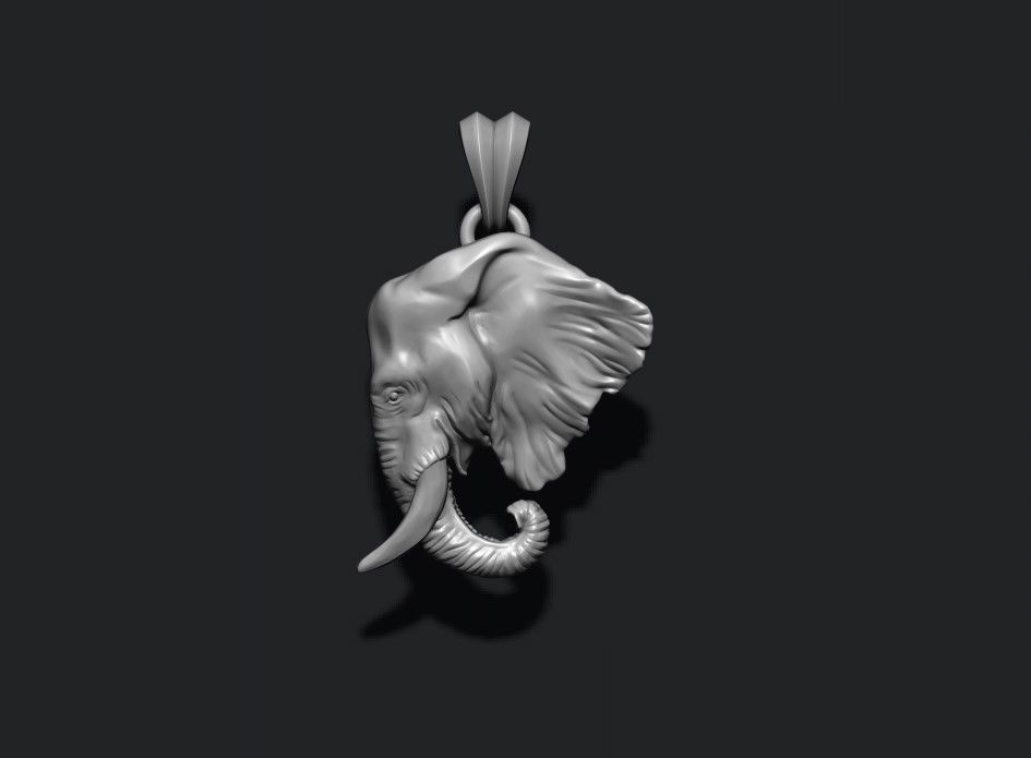 Elephant head pendant  3D print model_6