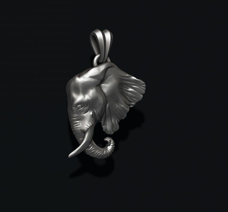 Elephant head pendant  3D print model_4