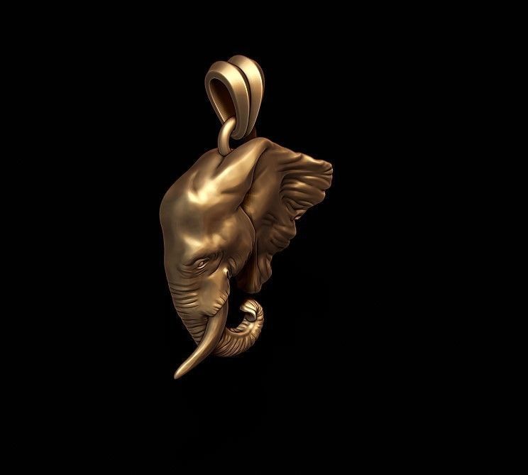 Elephant head pendant  3D print model_1