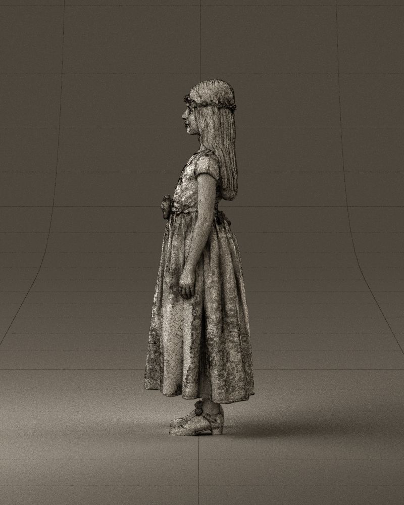 girl in white long dress roses print 1077 3D Print Ready 3D print model_32