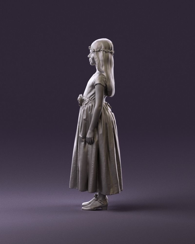 girl in white long dress roses print 1077 3D Print Ready 3D print model_8