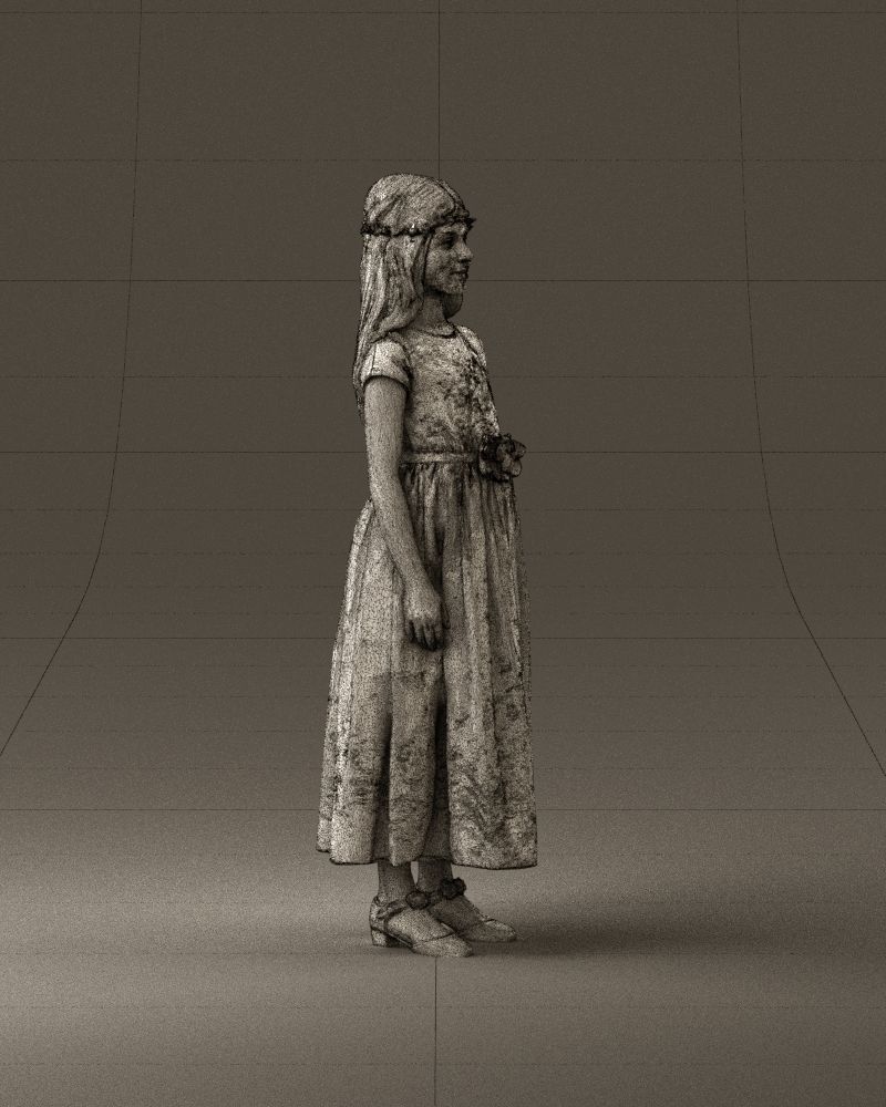 girl in white long dress roses print 1077 3D Print Ready 3D print model_27