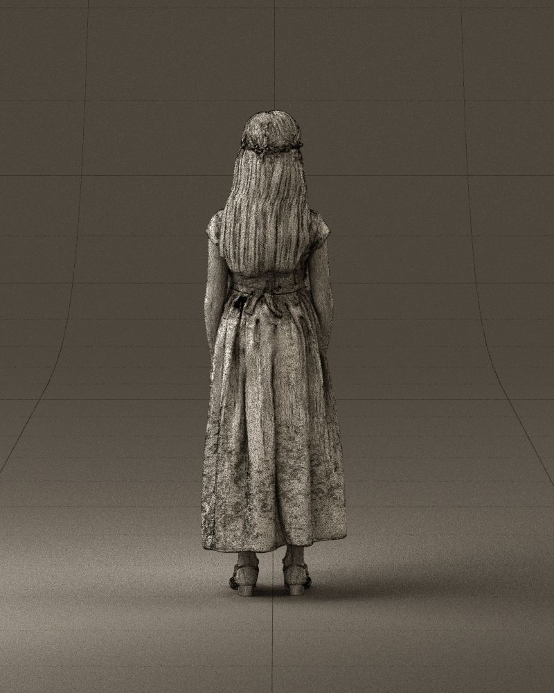 girl in white long dress roses print 1077 3D Print Ready 3D print model_30