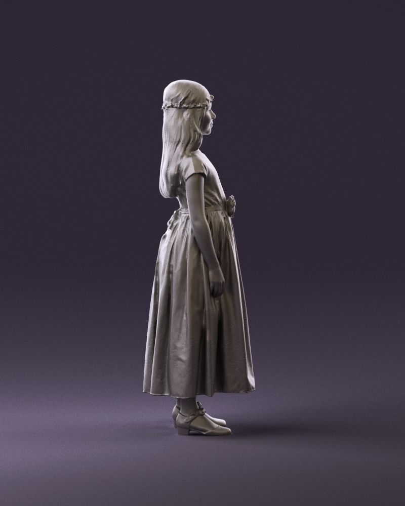 girl in white long dress roses print 1077 3D Print Ready 3D print model_4