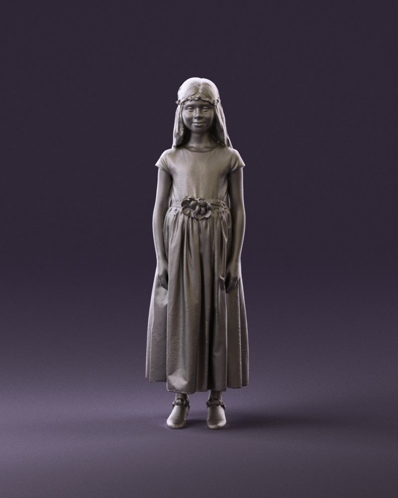 girl in white long dress roses print 1077 3D Print Ready 3D print model_11