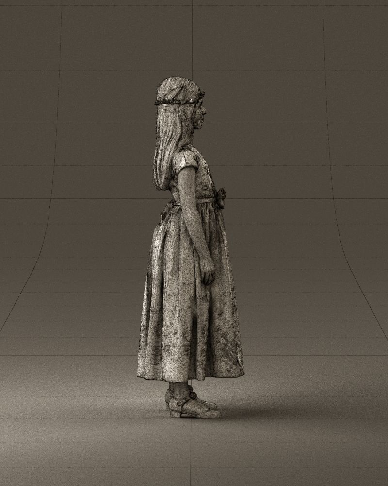 girl in white long dress roses print 1077 3D Print Ready 3D print model_28