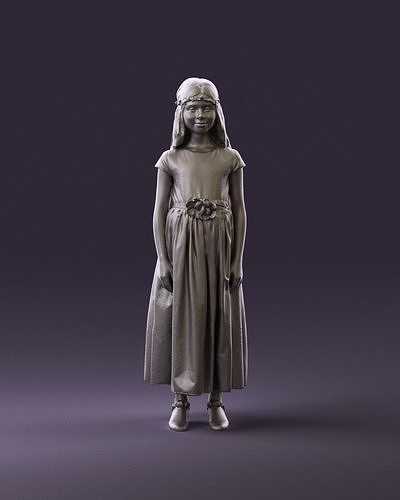 girl in white long dress roses print 1077 3D Print Ready 3D print model