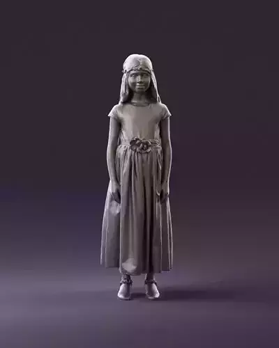 girl in white long dress roses print 1077 3D Print Ready 3D print model