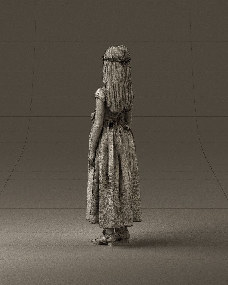 girl in white long dress roses print 1077 3D Print Ready 3D print model_31