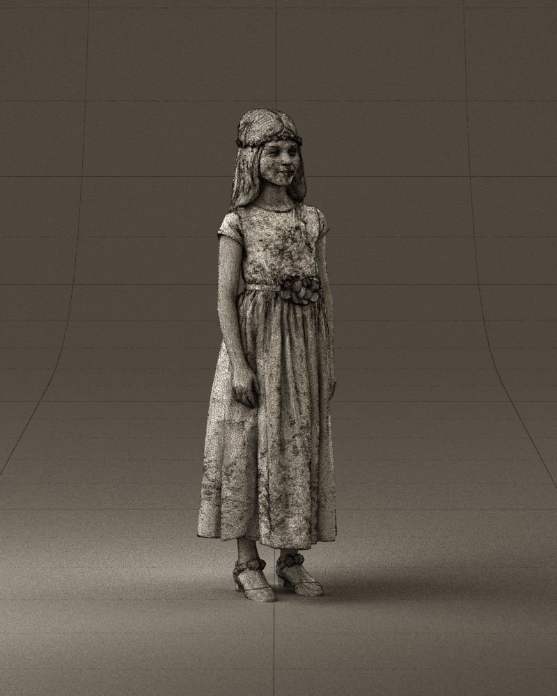 girl in white long dress roses print 1077 3D Print Ready 3D print model_26