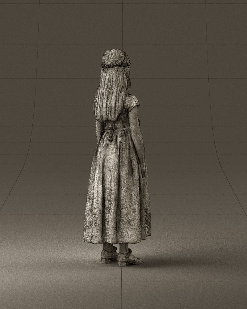 girl in white long dress roses print 1077 3D Print Ready 3D print model_29