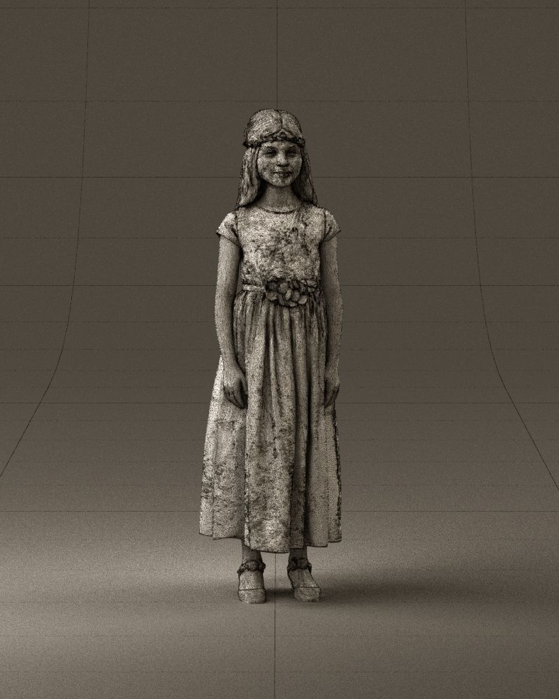 girl in white long dress roses print 1077 3D Print Ready 3D print model_25