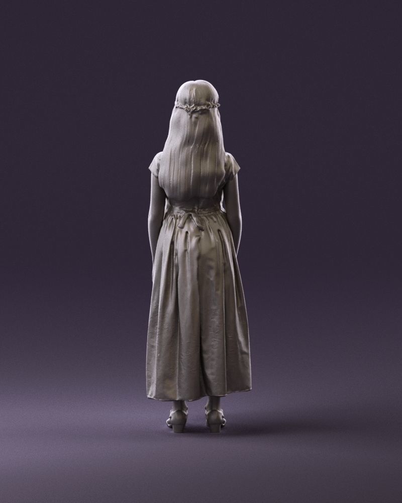 girl in white long dress roses print 1077 3D Print Ready 3D print model_6