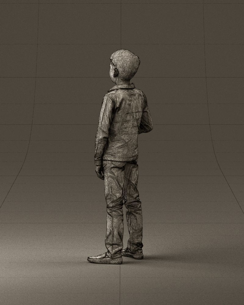 junior boy in white red blue polor and book 1079 3D model_31