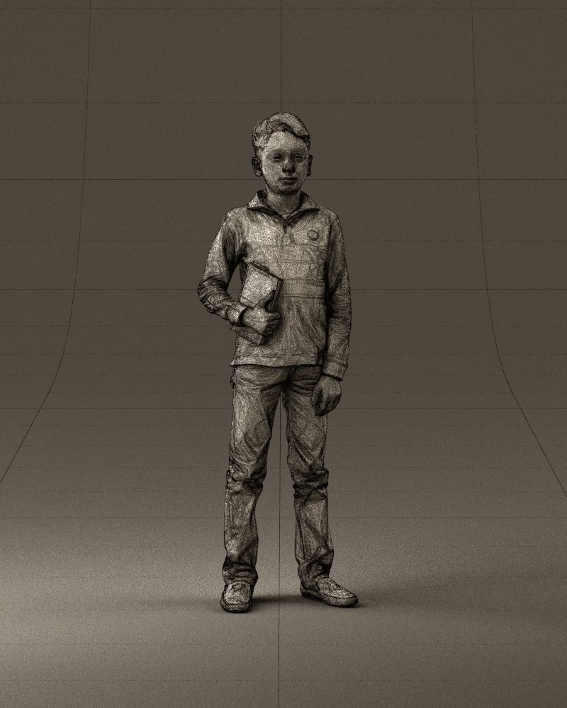 junior boy in white red blue polor and book 1079 3D model_25