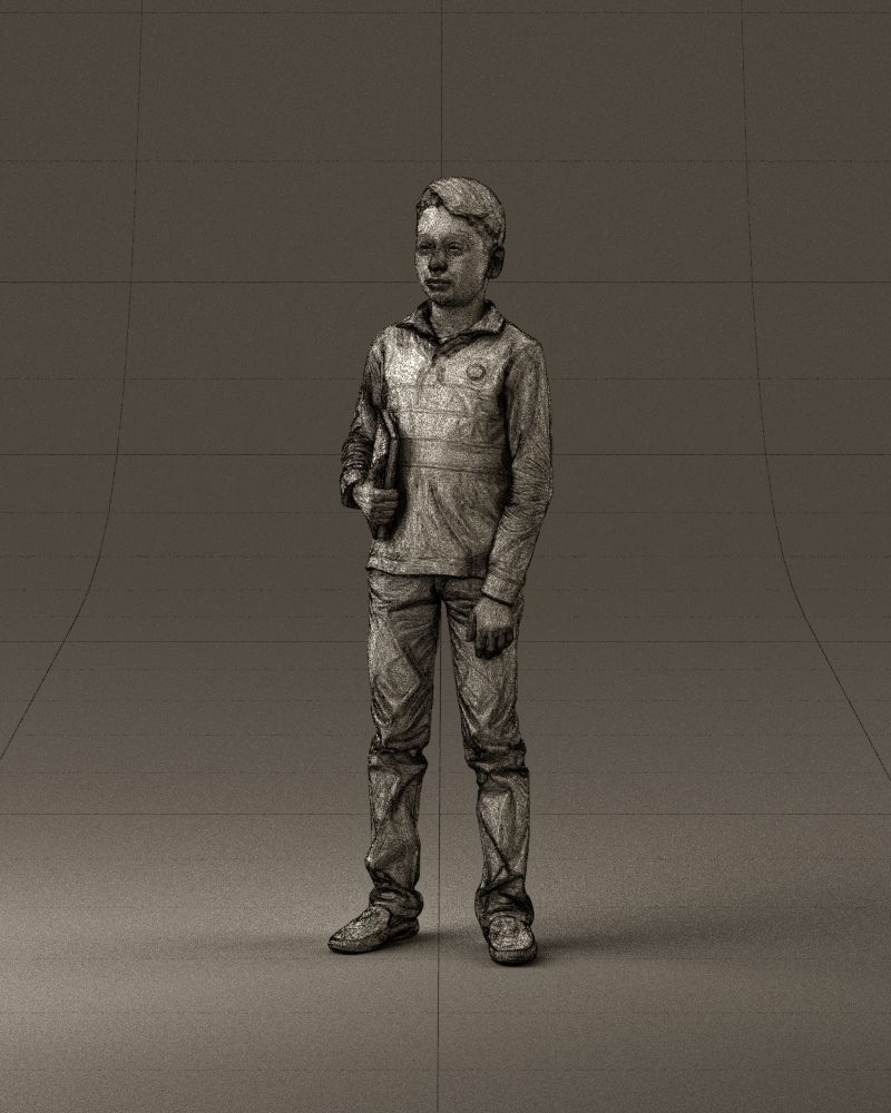 junior boy in white red blue polor and book 1079 3D model_34