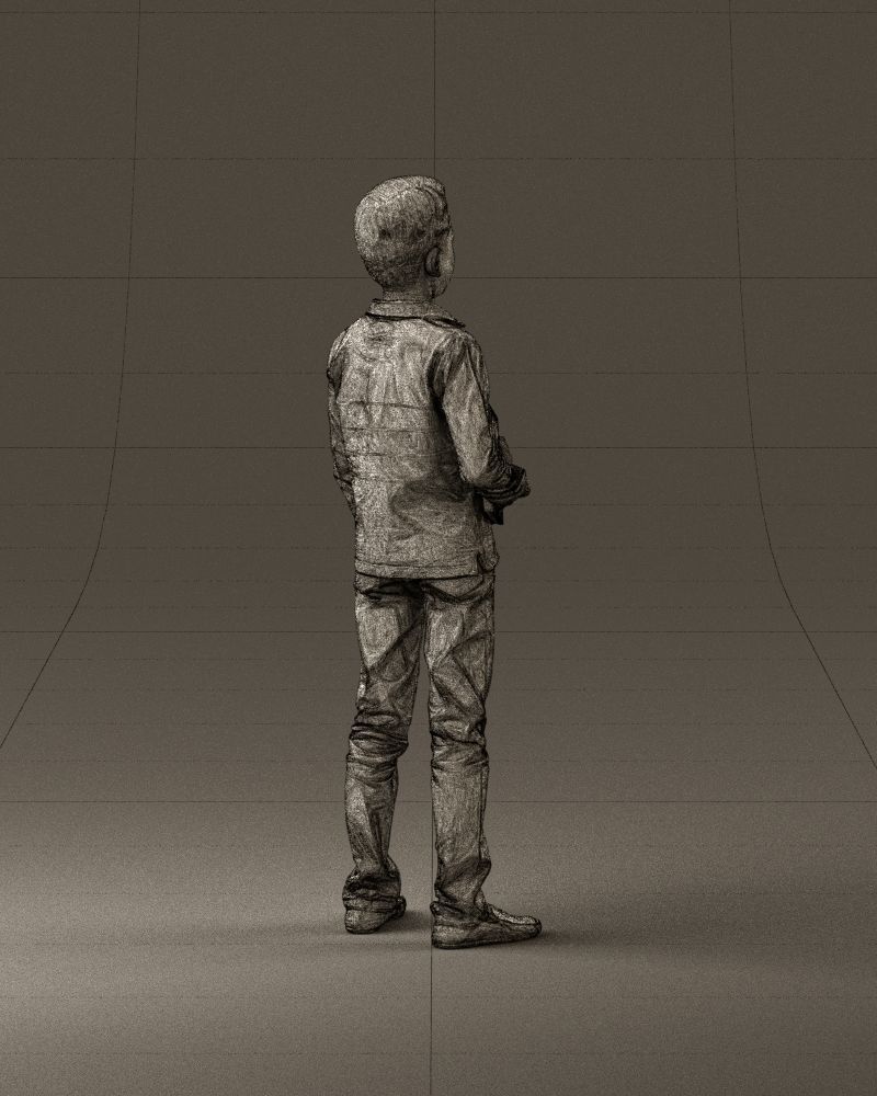 junior boy in white red blue polor and book 1079 3D model_29