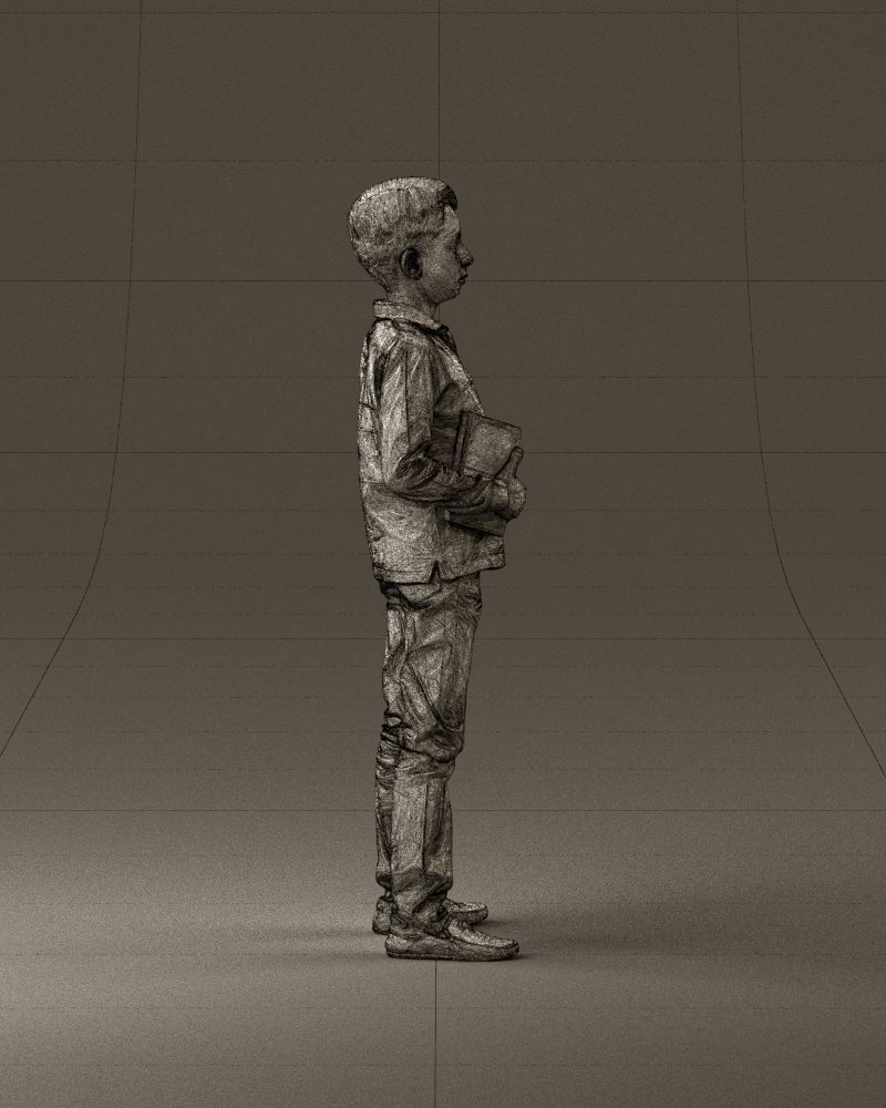 junior boy in white red blue polor and book 1079 3D model_28