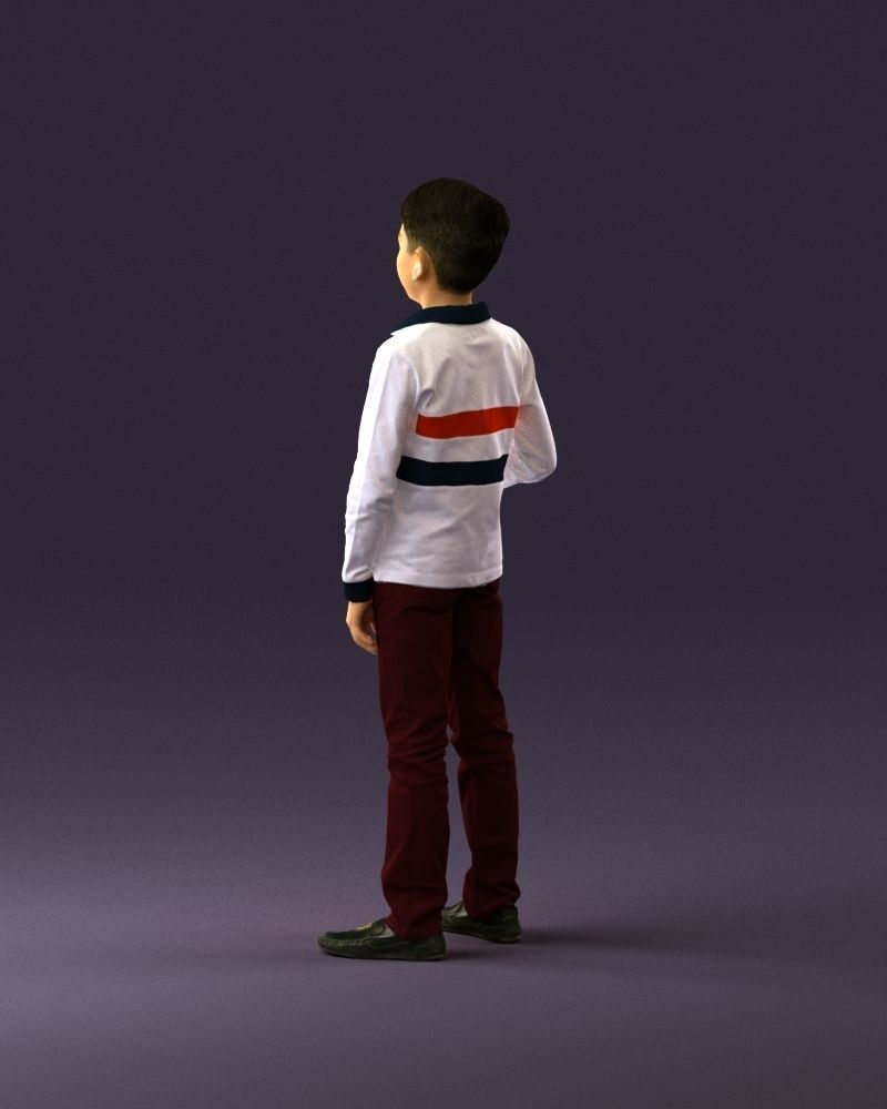 junior boy in white red blue polor and book 1079 3D model_7
