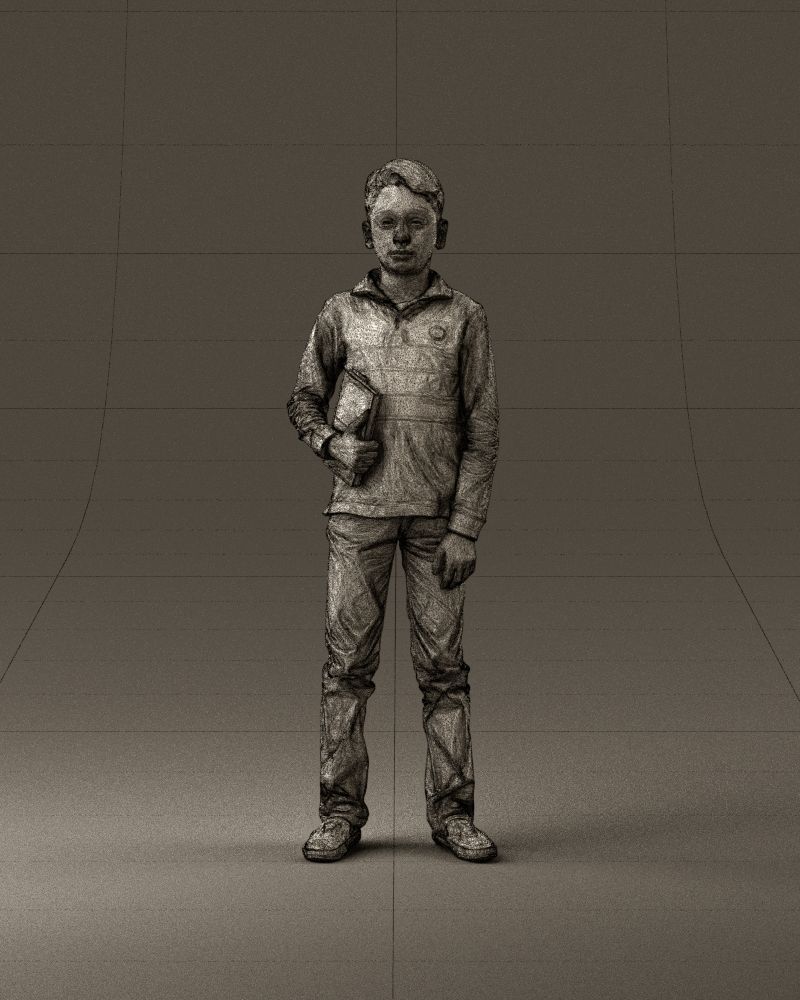 junior boy in white red blue polor and book 1079 3D model_35