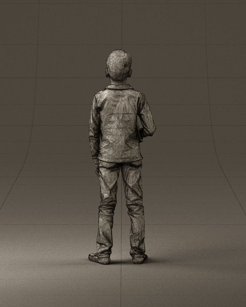 junior boy in white red blue polor and book 1079 3D model_30