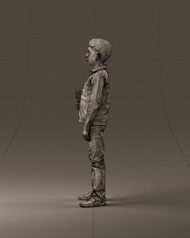 junior boy in white red blue polor and book 1079 3D model_32