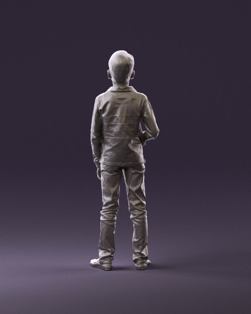 junior boy in white red blue polor and book 1079 3D model_18